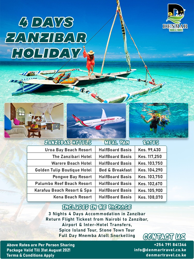 4 Days Zanzibar Holiday Package Denmar Tours and Travel
